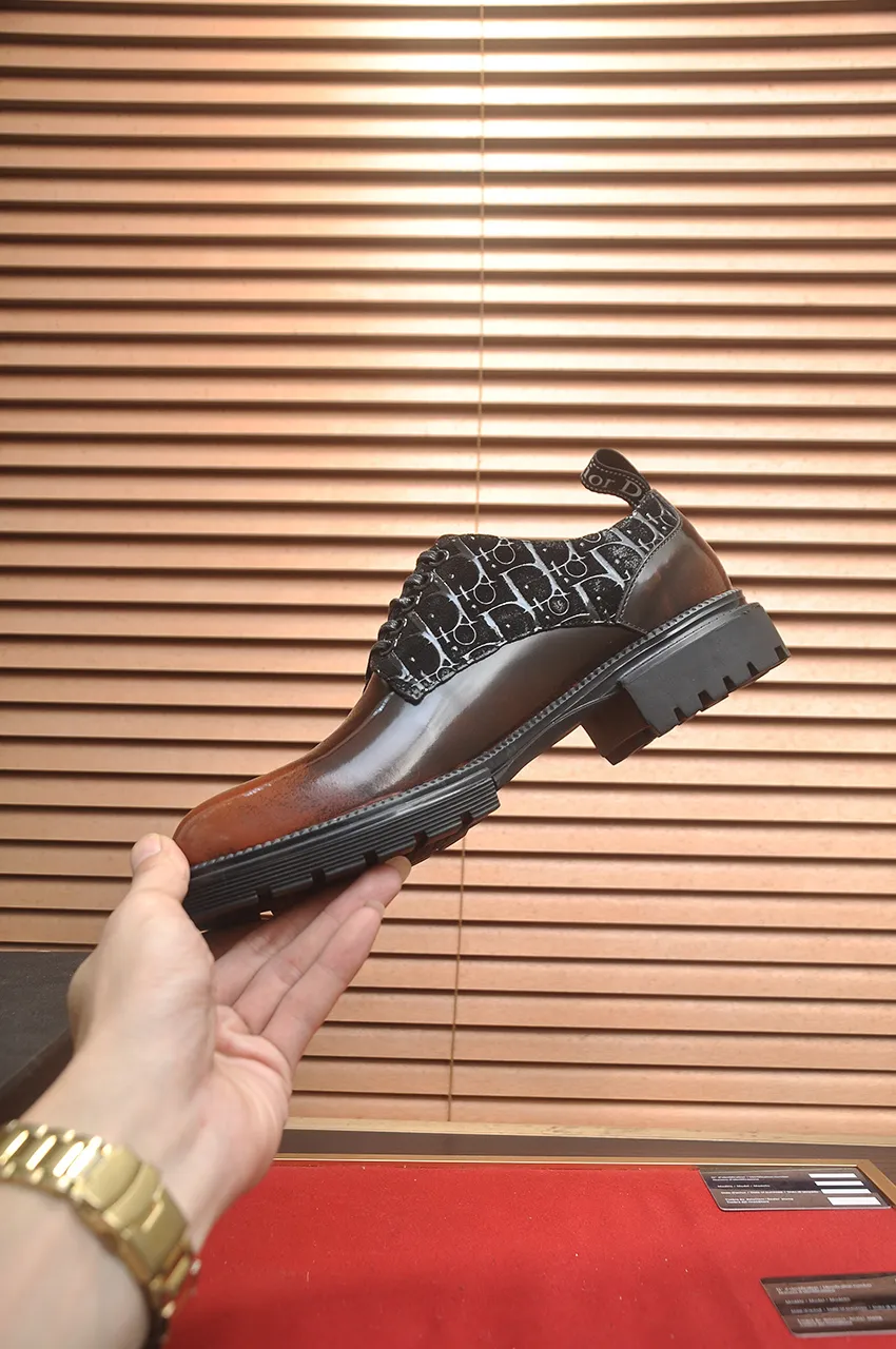 Men's shoes💰720💶【Dior】High-end goods Niuli Original order quality Dior —🆘.Dior original order purchasing, high-end leather shoes, fabric: imported from Italy open-edge beaded cowhide➕water-dyed cowhide/cowhide lining➕specially provided original outsole, fine workmanship, real-life shooting🎬size: 38-45 (45 customized)